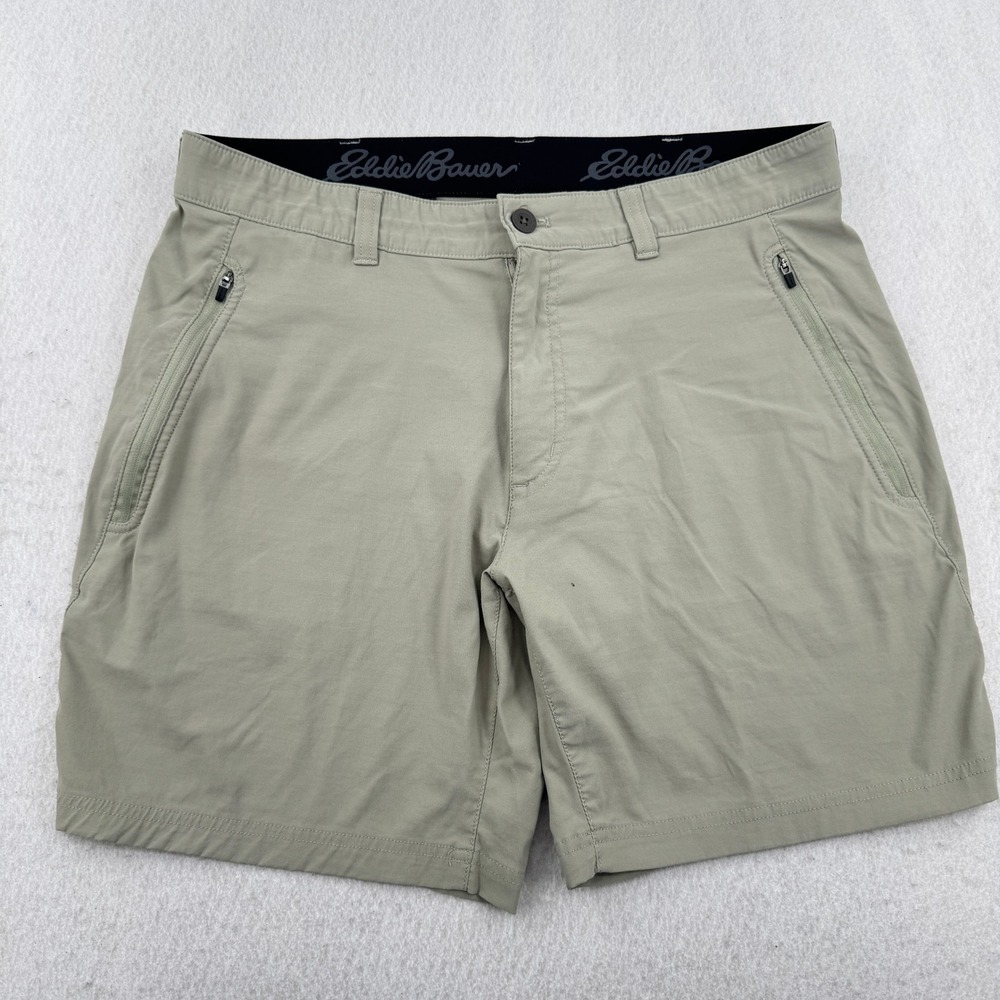 Eddie Bauer Mens Horizon Guide Nylon Shorts Khaki Tan Size 36 Hiking Gorpcore